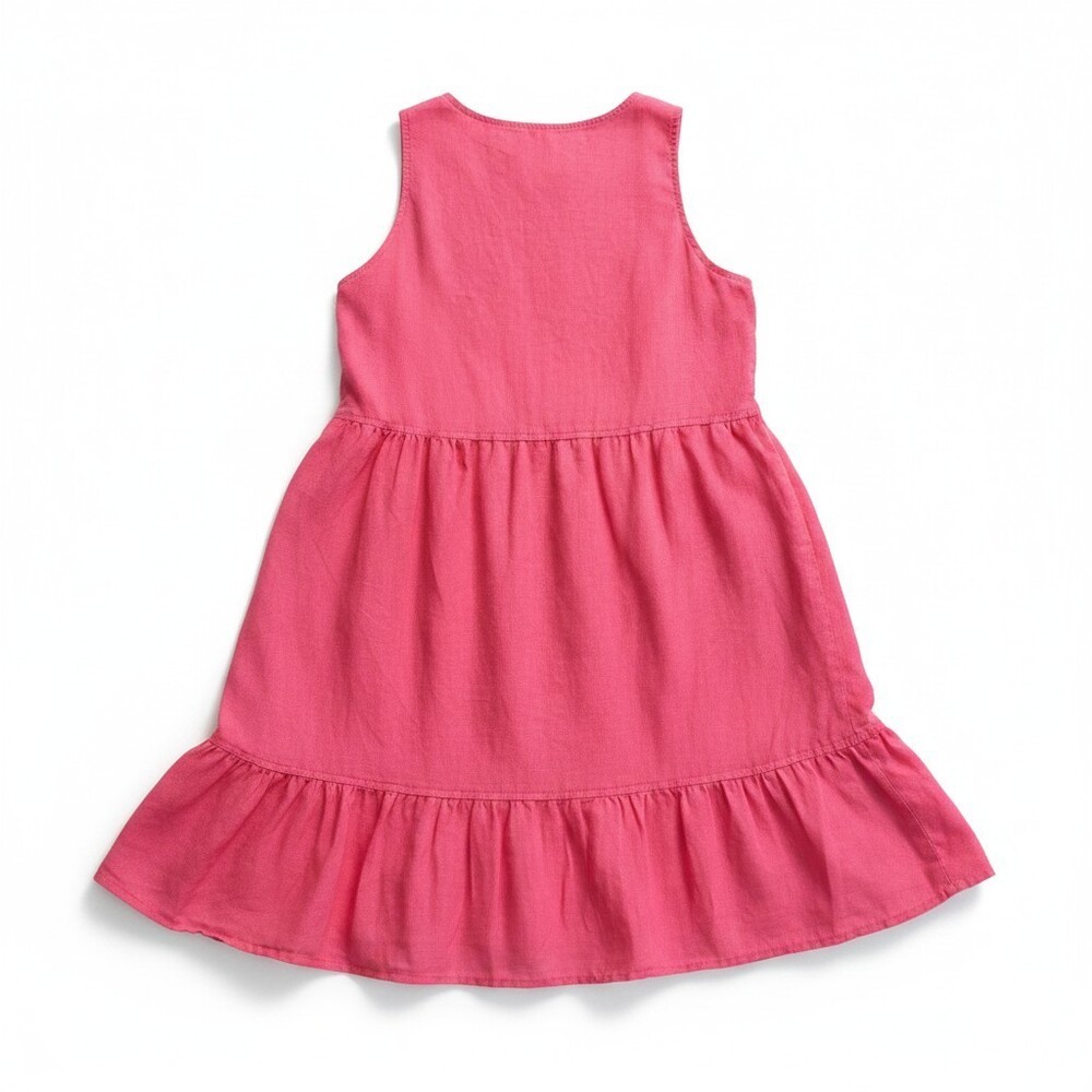 Cynthia Rowley 100% Linen Sundress Size S Raspberry Empire Waist Ruffle Hem - Picture 5 of 10